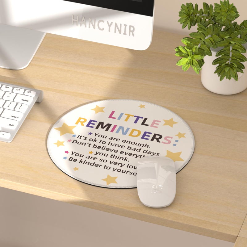 Hancynir Inspirational Quote Mouse Pad for Desk, Star White Small Cute Mousepad with Non-Slip Base, Round Mouse Pads for Laptop Gaming, Computer Mouse Mat for Desk Accessories Office Decor Supplies - Image 2